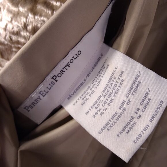 Vintage Glam Golden Champagne Faux Fur Persian Lamb Reversible Rain Jacket SzPS - Picture 9 of 13